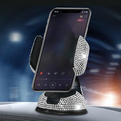 Phone Support 360 Degree Rotatable Ornamental Rhinestone Car Dashboard Mobile Phone Stand for