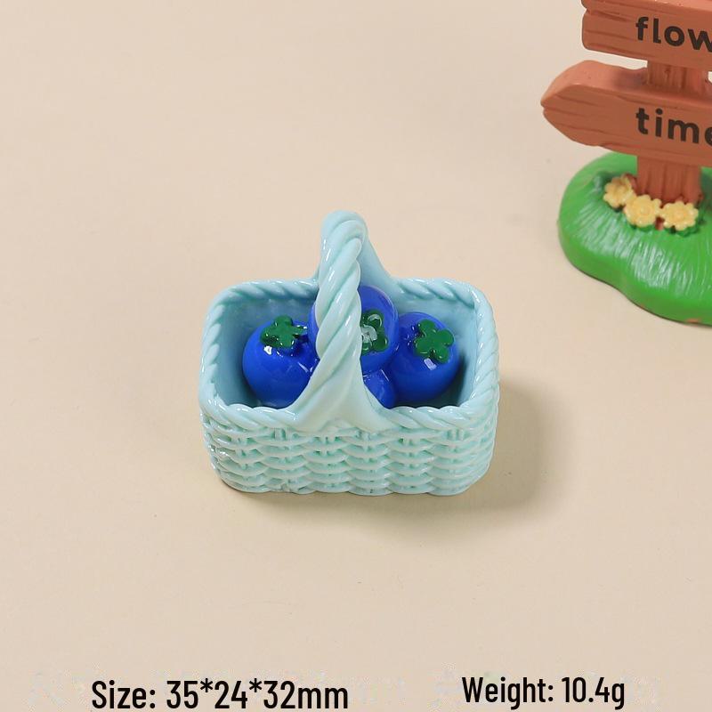 Agrafă de păr din rășină cu desene animate multicolore 3D și cataramă pentru pantofi cu design de coș cu fructe