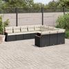 Vidaxl 11-Cz. Garden Lounge Set, Cushions Black Rattan Pe