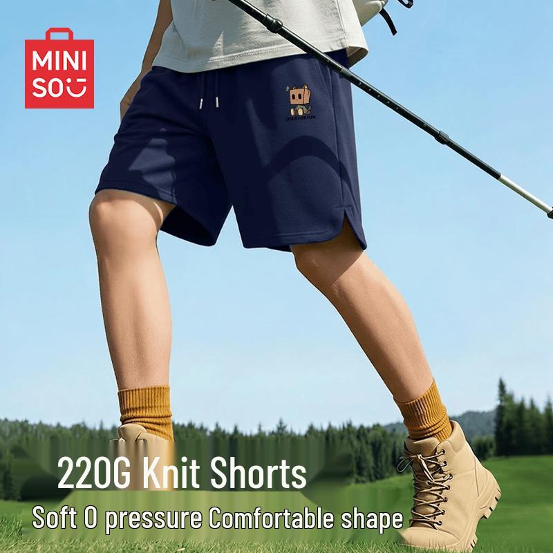 MINISO Men's Summer Japanese Style Casual Loose Knee-Length Shorts