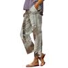 Women's fashion printed pocket elastic waist casual pants