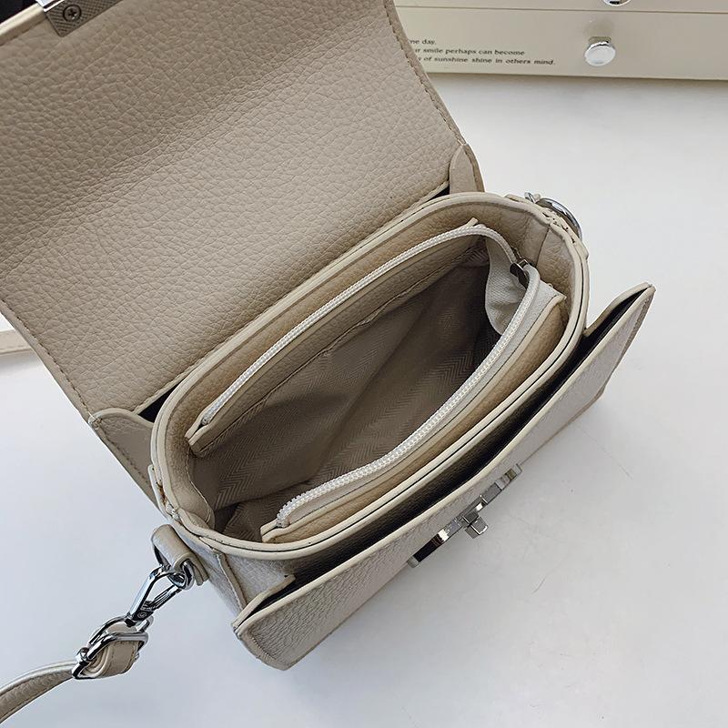 New Lychee Pattern Lock Bag Portable Shoulder Messenger Women's Bag