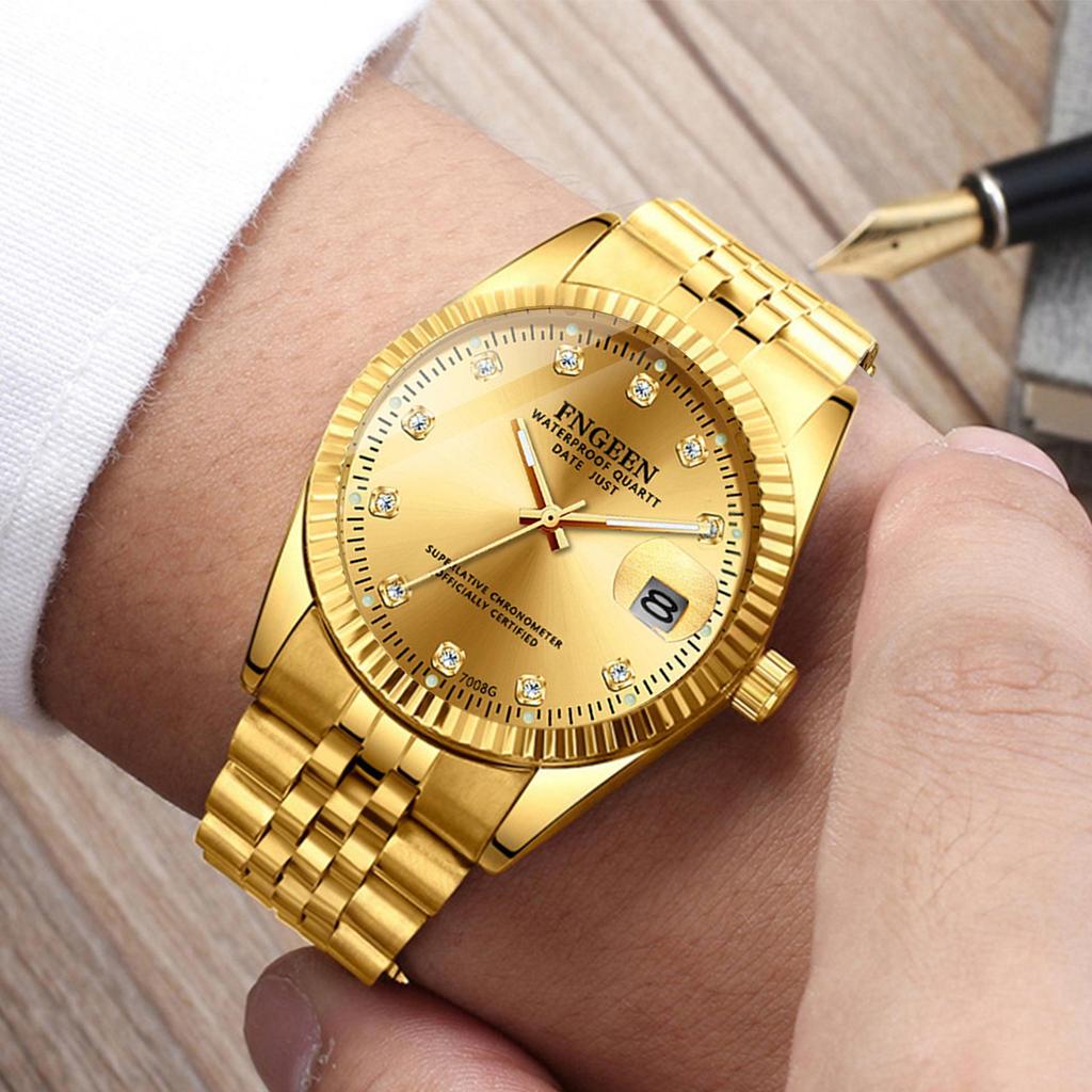 Tycoon Gold Waterproof Couple Watch: Stylish Gold Watches for Men and Women