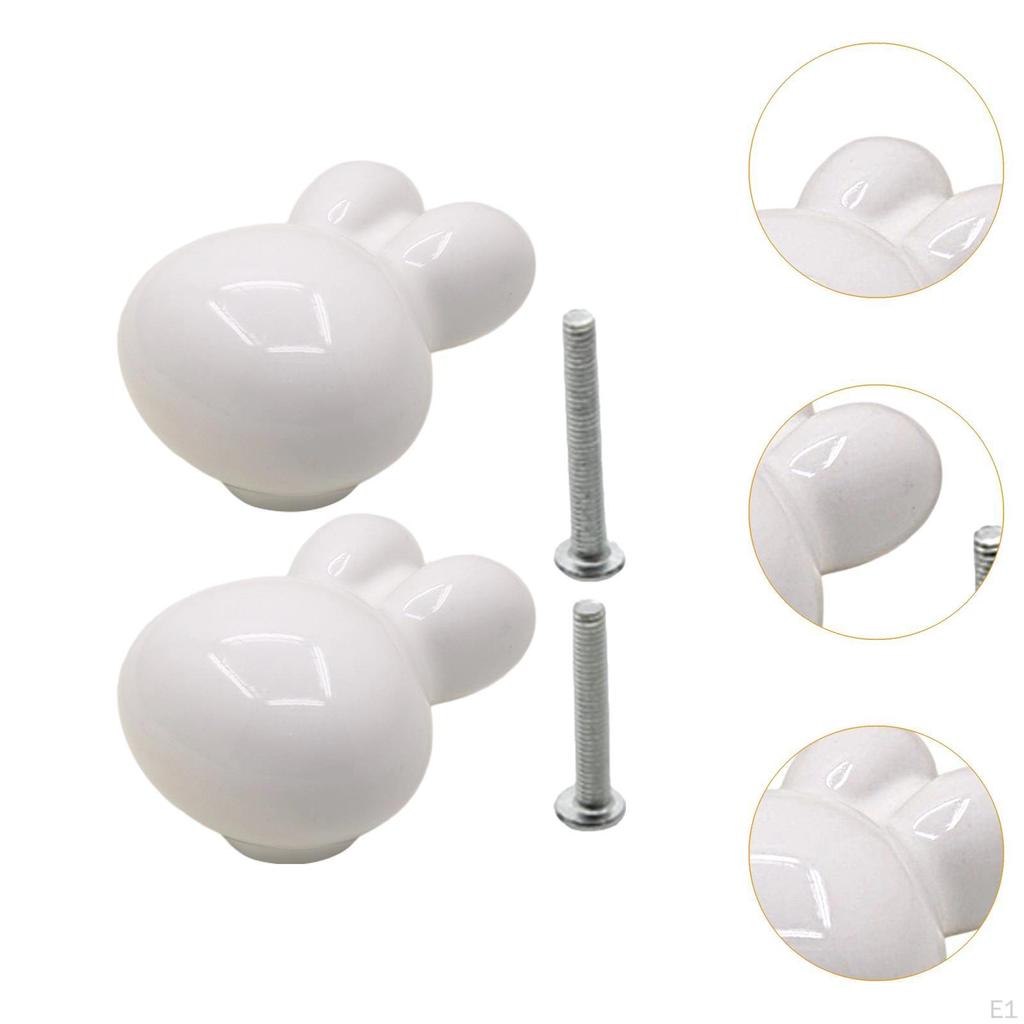 Mini Rabbit Figurine Drawer Handle Animal Sculpture Ceramic Door Cabinet Knob for Home