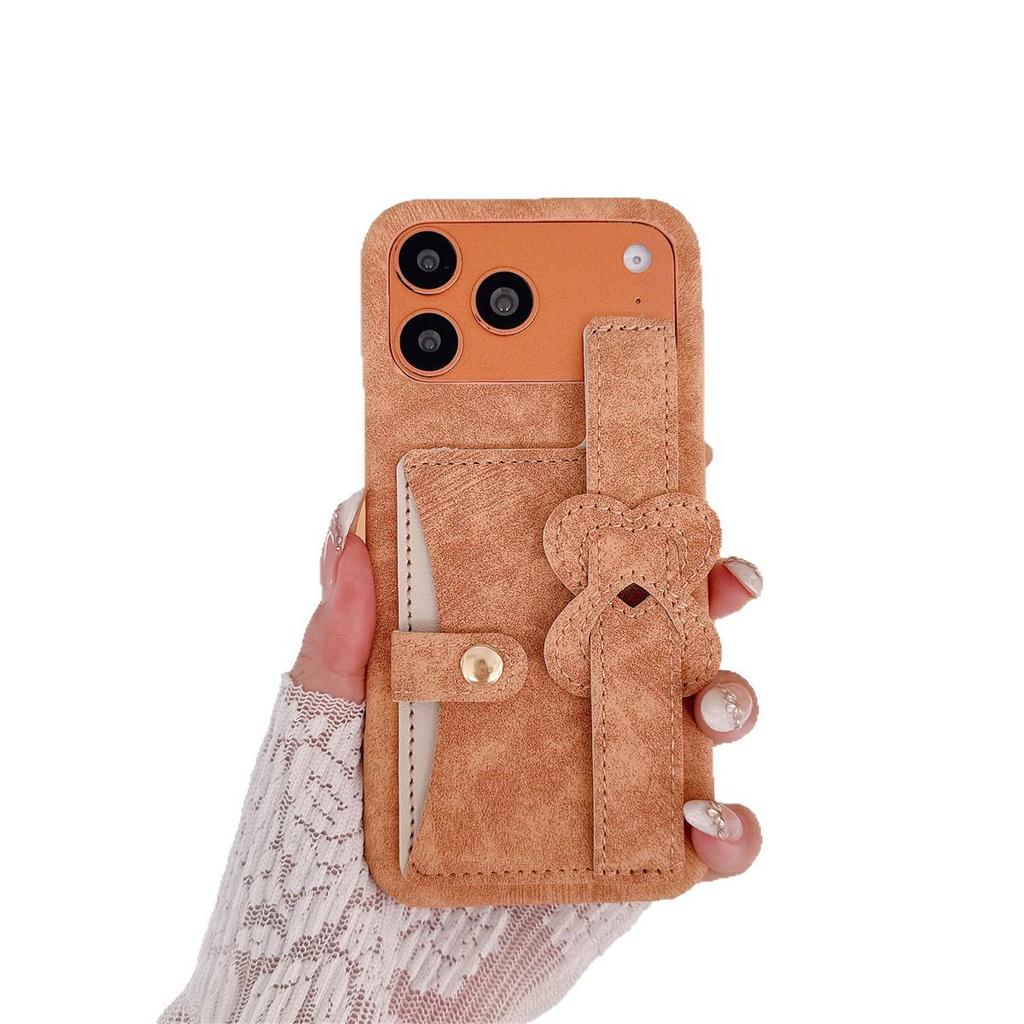Retro Pattern Wrist Strap Card Holder Case for iPhone 14/13/12/11 & Apple 17/16/15 PROMAX