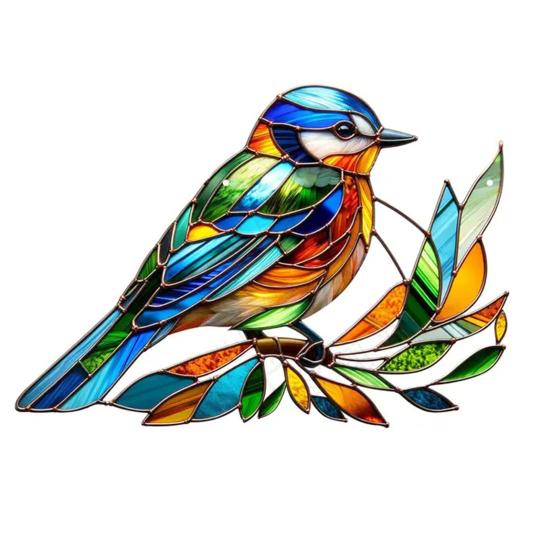 Animal Sun Catcher Multicolor Acrylic Bird Bat Pendant Stained Glass Style Hanging Decoration for Living Room Bedroom Windows Balconies