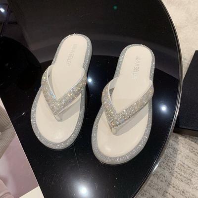 Woman's 2024 Trend Rhinestone Flip-flop Slippers Summer Outdoor Wear Fashion Beach Casual Flat Shoes Indoor Anti Slip Sandals