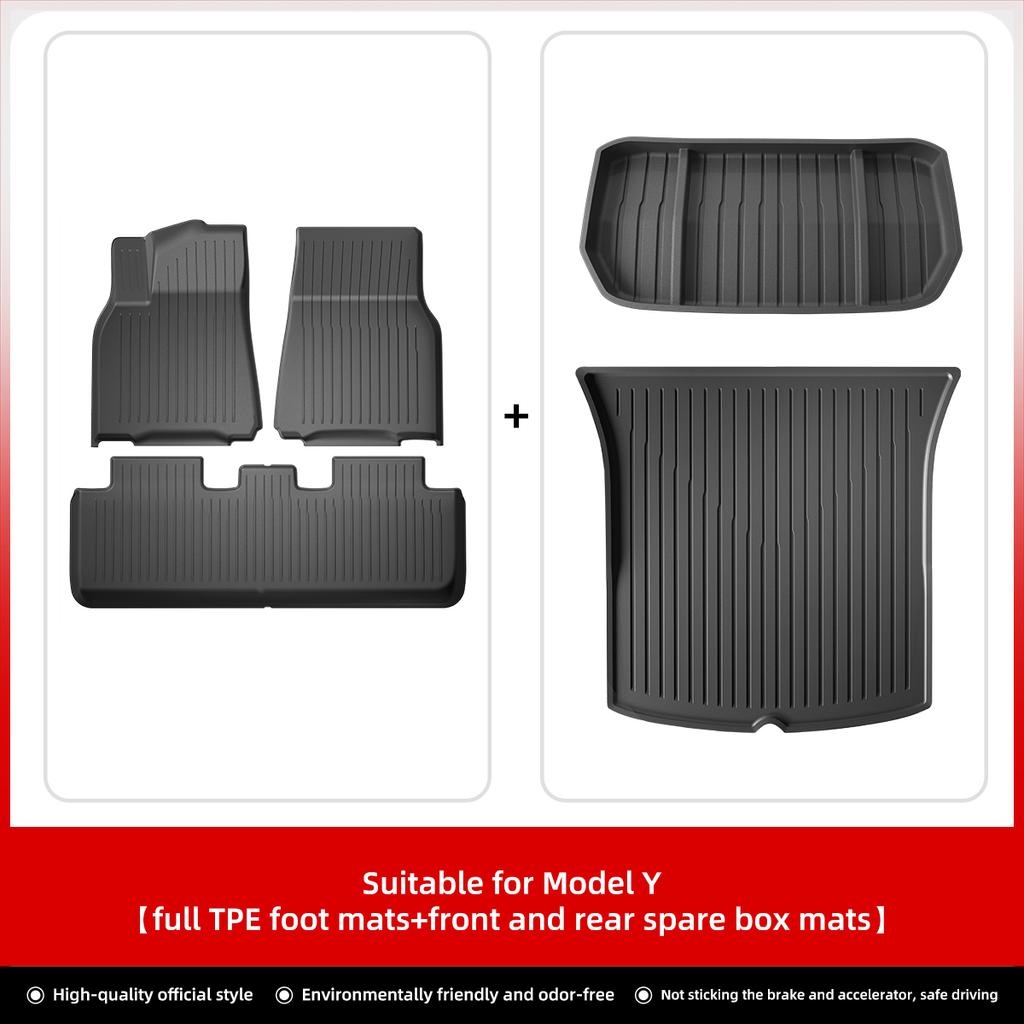 LUCKEASY For Tesla Model 3 Model Y TPE Waterproof Wear-resistant Foot Pad Car Modification Accessories Front And Rear Trunk Mat