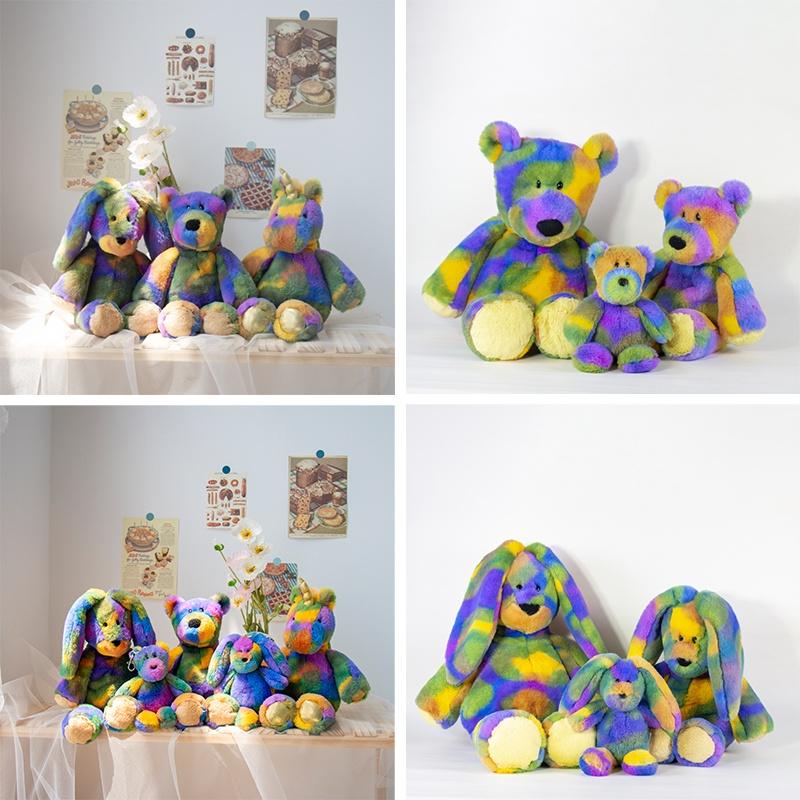 Personalised Rainbow Ombre Bunny Rabbit Teddy Colorful Cute Plush Doll Birthday Gift