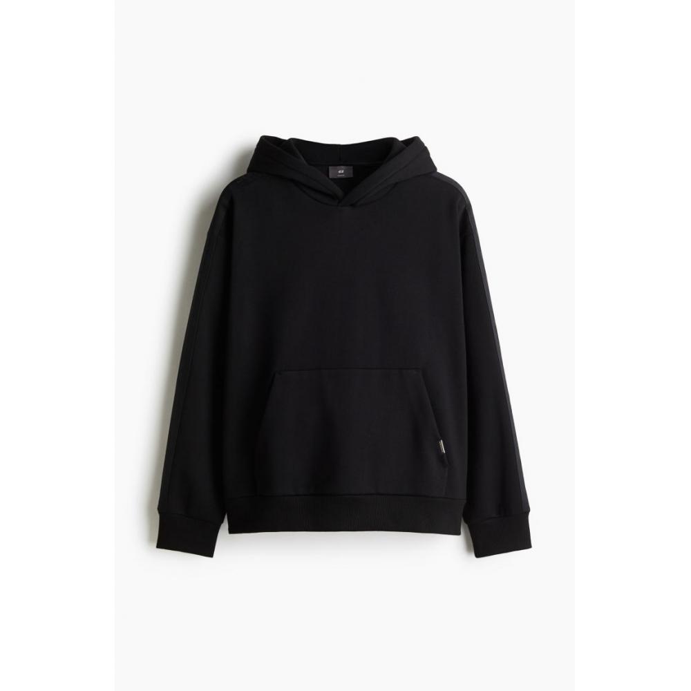 H M Side Stripe Hoodie Loose Fit Black