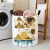 1pc Laundry Basket, Egyptian-Style Collage Printed Laundry Basket - Large Capacity, Foldable Round Storage Basket with Handle, Suitable for Home Decor