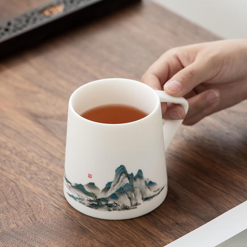 Jinxiangyu Tea Cups, Kung Fu Tea Set, Mutton-Fat Jade Porcelain Pair Cups for Brewing Tea, Mug, Home Use, Gift-Giving, High-End Gift Box, Yasu