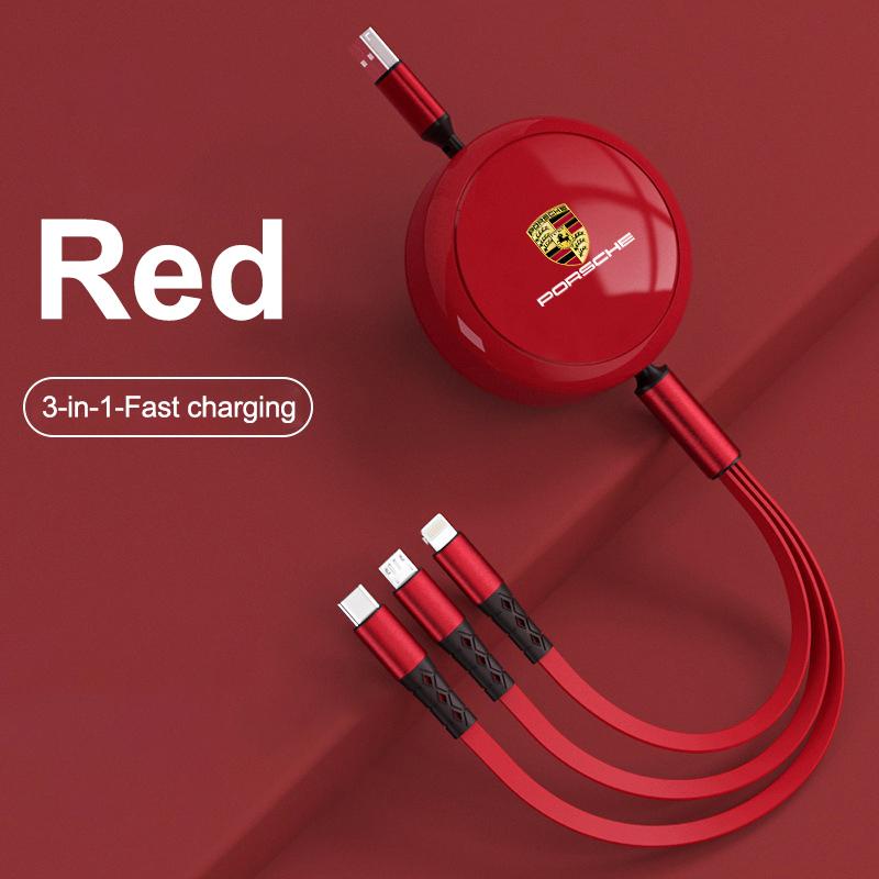 

Car 3 in 1 USB Cable Type C Micro USB Fast Charging Cable For Porsche Cayenne Panamera Macan 911 Taycan Boxster Cayman 918Pajun