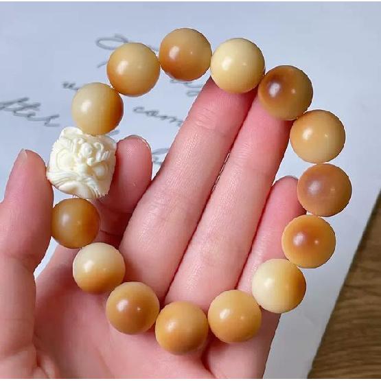 Lion Dance Gradient Bodhi White Jade Bodhi Bracelet Gentle and delicate Buddhist prayer beads bracelet made of Bodhi seeds