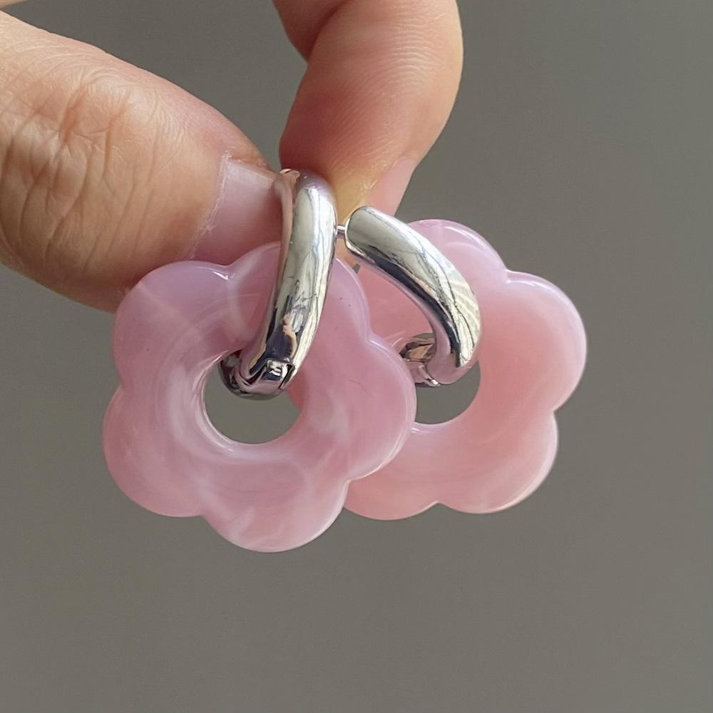 2024 neue Multicolor Transparent Acryl Harz Marmorierung Blume Tropfen Ohrringe für Frauen Gold Farbe Ohr Schnalle Mode Schmuck