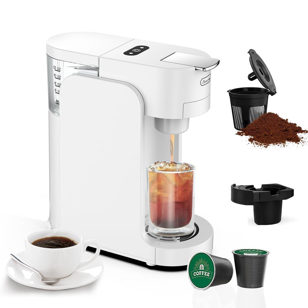 350ML Single Serve K Capsule Coffee Maker Black Coffee Machine for K-Pod & Ground Coffee Tea