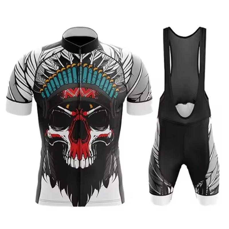 Team Cycling Jersey Set Short Sleeve Cartoon Bicycle Clothing Men Black MTB Maillot Ciclismo Bike Racing Bib Shorts Set