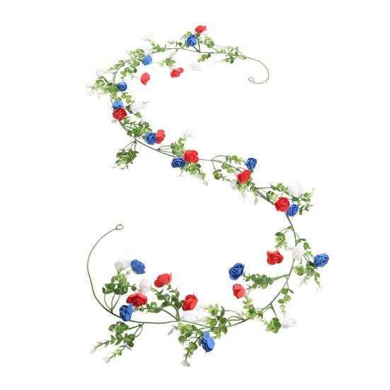 Decorative Rattan Wreath USA Independence Day Artificial PE Vine Garland Red White Blue B
