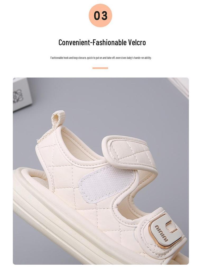 2025 Summer Kids' Sporty Open-Toe Velcro Sandals: Toddler Boys' & Girls' Soft Sole Beach Shoes