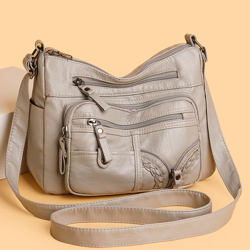 Women's Shoulder Bag PU Large Capacity Multifunctional Messenger Bag Vintage Mother Bag