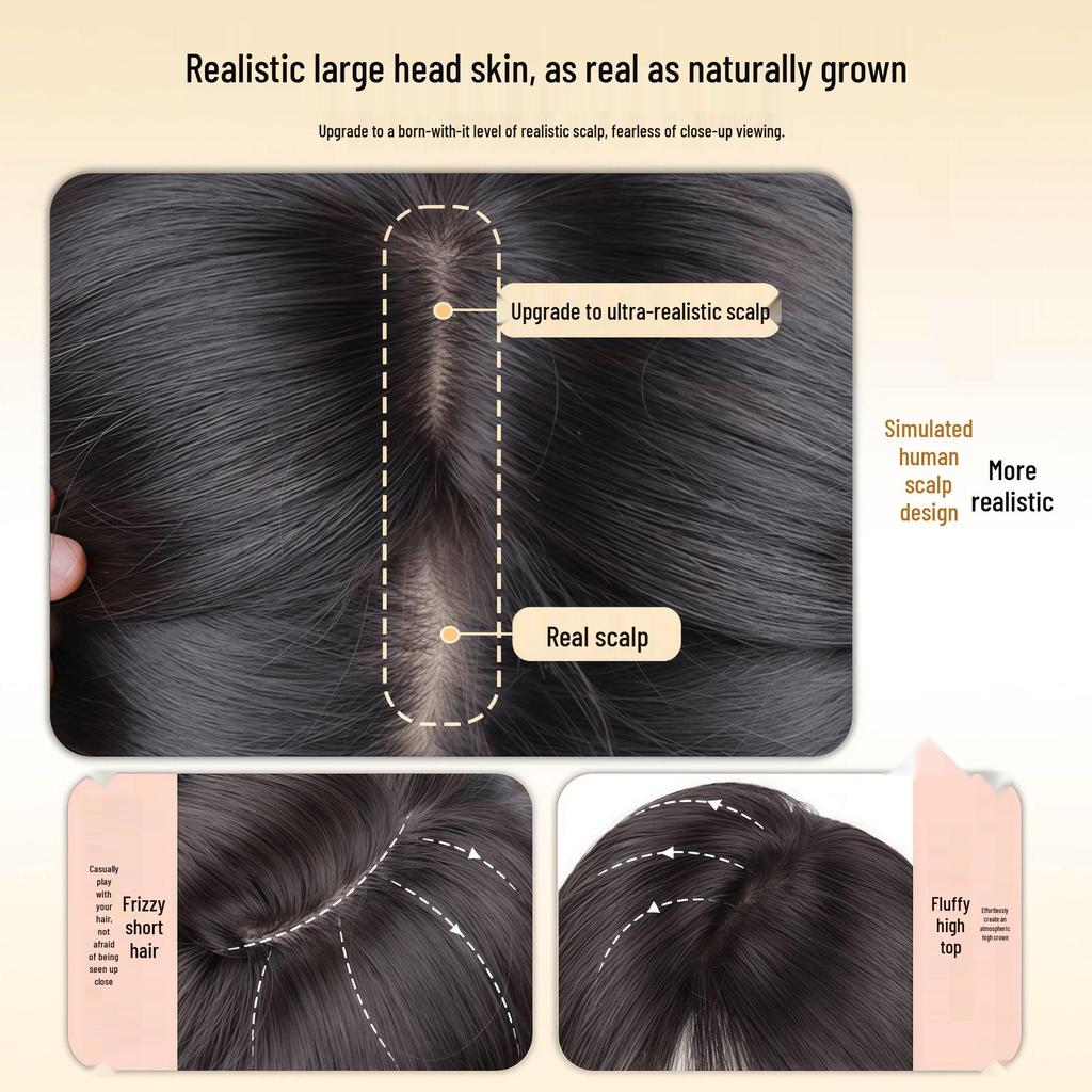 Upgraded Large Scalp Wig: Natural, Traceless Water Wave, Free Parting, No Hairnet Needed