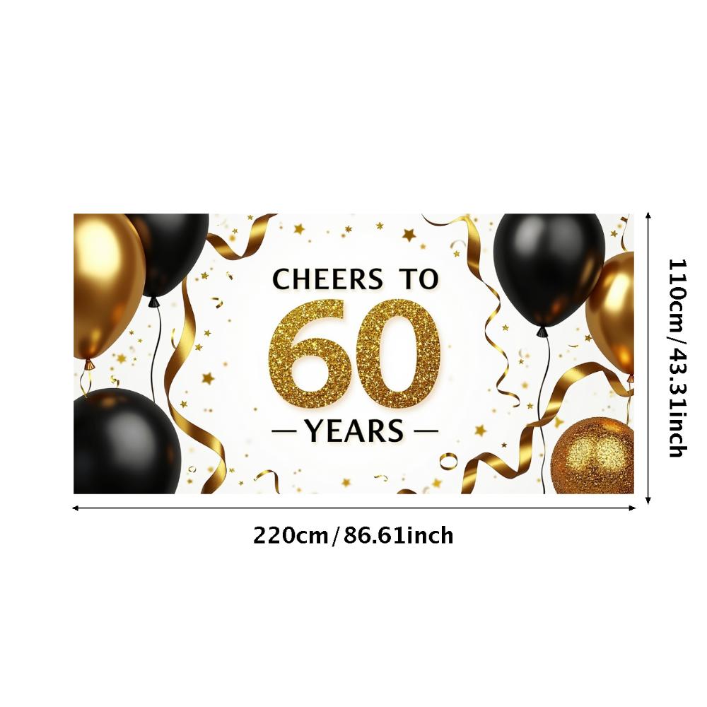 60th Anniversary Banner Cheers To 60 Years Backdrop Glitter Party Decoration Birthday Wedding Event Photography Background Props