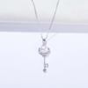 [MiNG HUANG] Freshwater Pearl Key Necklace, White, 7-8mm, High-Quality Pearl, Women's, Wedding, Party, Silver