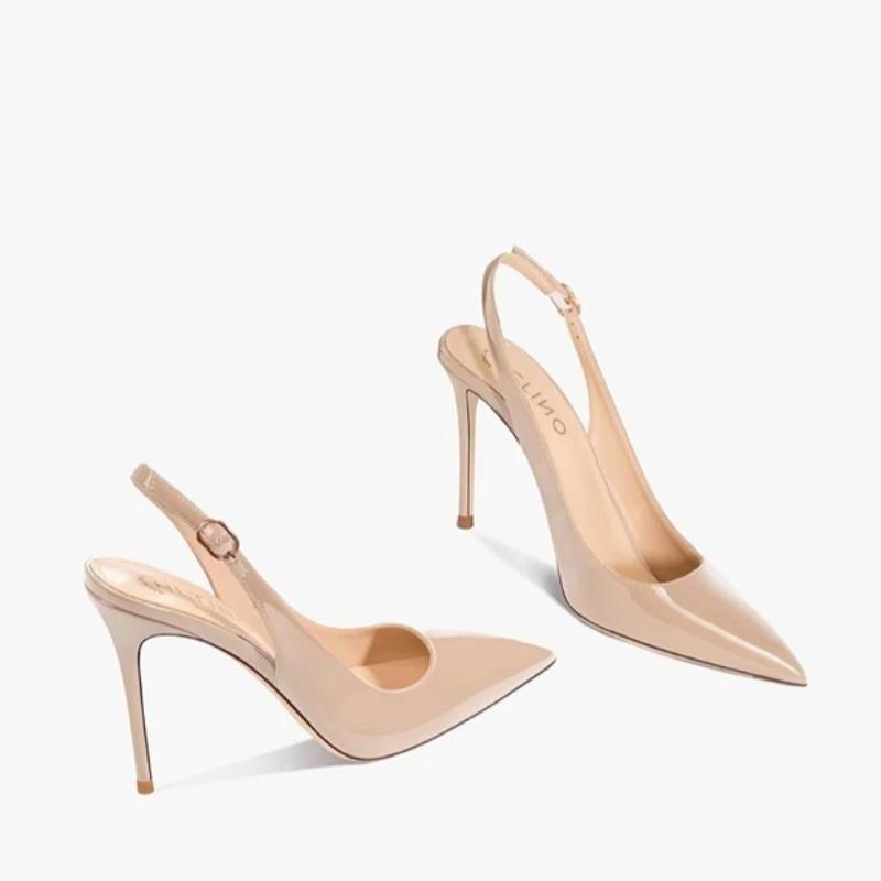 Fashion Sexy Ultra-high Heels Pointed Sandals Elegant Summer Patent Leather Suspender High Heels Trendy Dress Banquet Women's Shoes