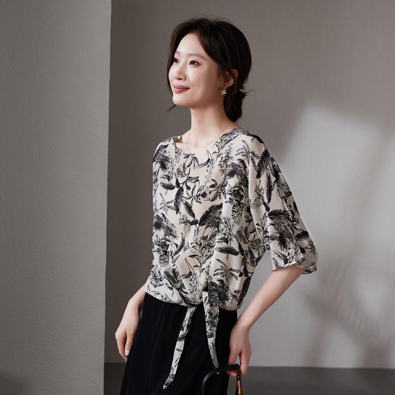 SOFSIL Women s 2026 Summer Silk Printed Shirt L