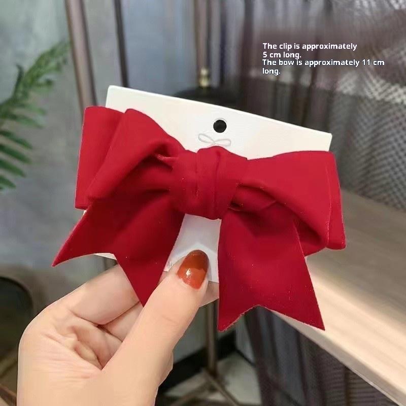 Girls Black Red Big Velvet Bow Hair Clip For Women Vintage Wedding Long Ribbon Korean Hair Pin Barrette  Hair Accessories