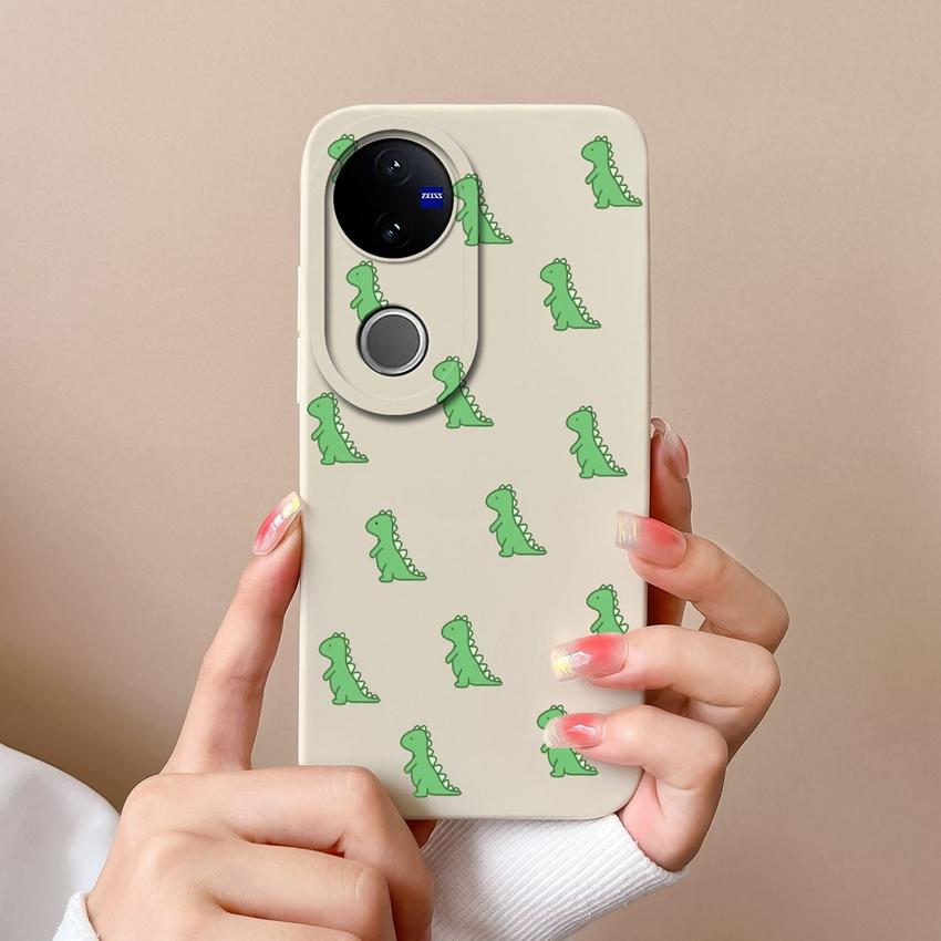 For Vivo V50 Y16 Y31 Y53S Y55 IQOO Z10X Y51 Y70 Phone Bags Naughty Dinosaur Pattern Liquid Silicone Dustproof Full Protective Case For Vivo Back Cover