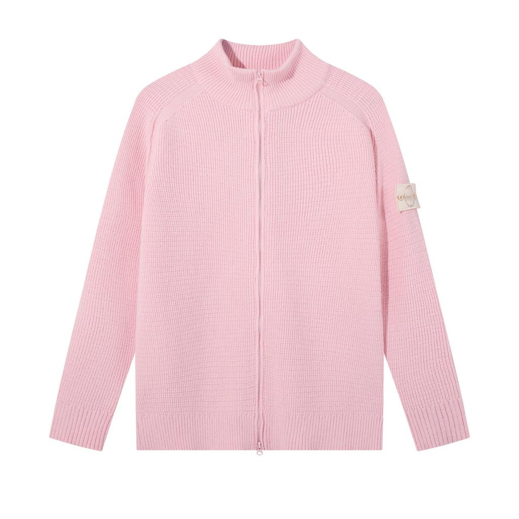 STONE Uniszex Cipzáras Kardigán Álló Galléros Jelvényes Kötött Pulóver Őszre/Télre