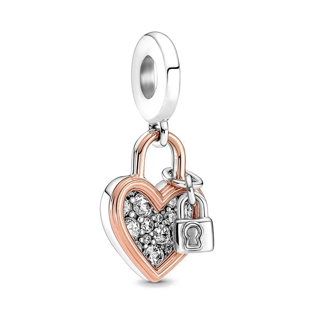 925 Silver Locks Keys Treasure Box Pendant Charm Bracelet Valentine Gift Jewelry Fashion New