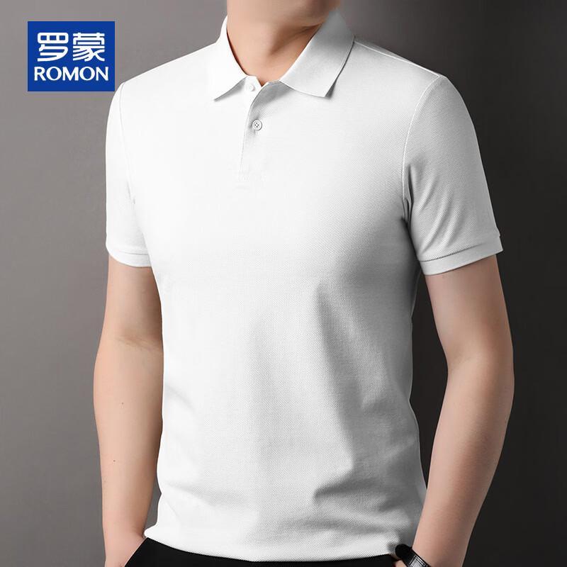 ROMON Men's Heavyweight Pure Cotton Short Sleeve Polo Shirt