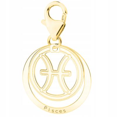 Gold Pendant with Pisces Zodiac Sign Silver 925
