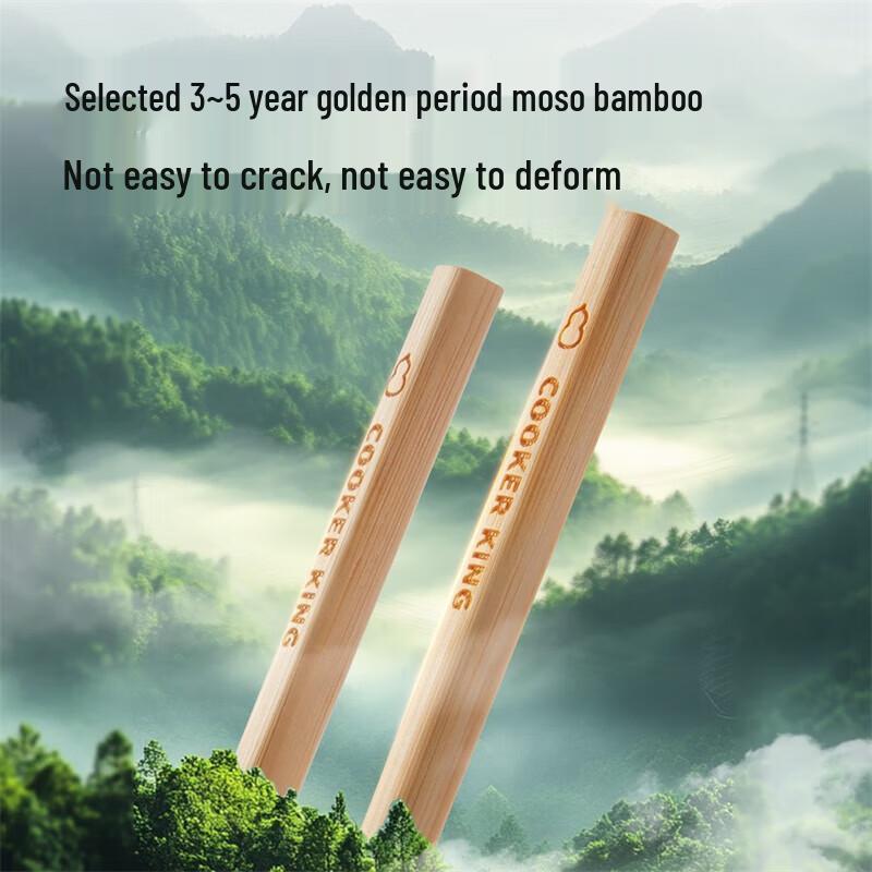 COOKER KING Natural Wood Anti-Slip Chopsticks, 20 Pairs