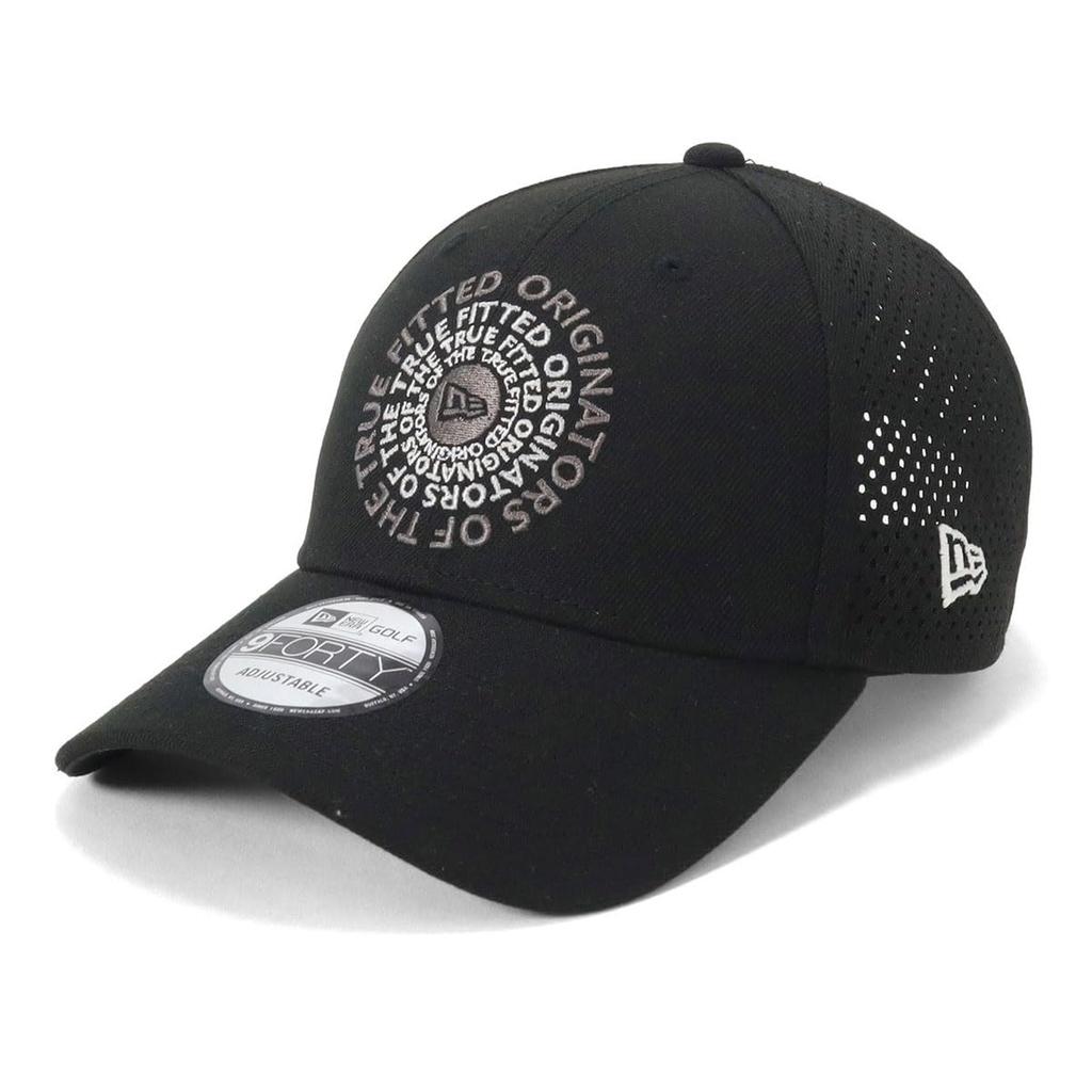 New Era Golf Cap 9FORTY Velcro Adjustable Black with FREE Laser Exclusive to Sun UV Stylish and / (14699690 NER36G3707) Perforation, ONSPOTZ, Unisex,