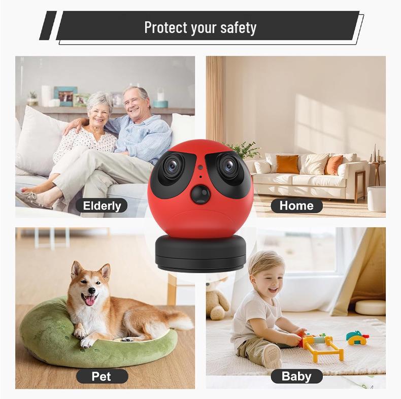 Dual Lens Indoor Baby Monitor with Remote Alarm and Wide Angle Camera