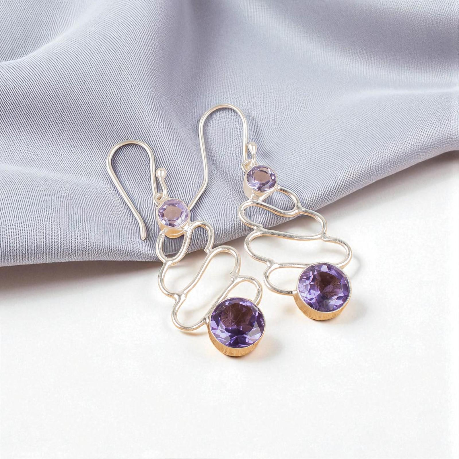 

Rare Iolite Gemstone 925 Sterling Silver Jewelry Handmade Dangle Earrings 2.13 EE-84-2