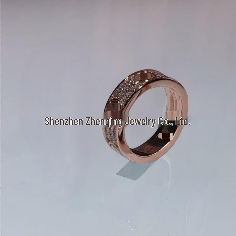 Hochwertige 18K Gold-Plattierte Sterling Silber Partnerringe mit Drei Reihen Diamanten - Leichter Luxus Design in Breiten und Schmalen Ausführungen.