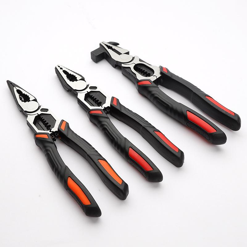 Industrial Grade Multi-Function Needle-Nose Pliers with Wire Cutters, Diagonal Cutters, and Hammer