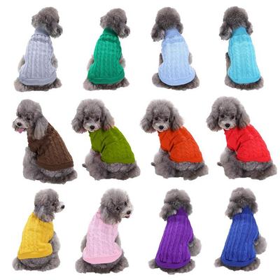 Solid Color High Neck Aran Cable Knit Sweater for Large Dogs