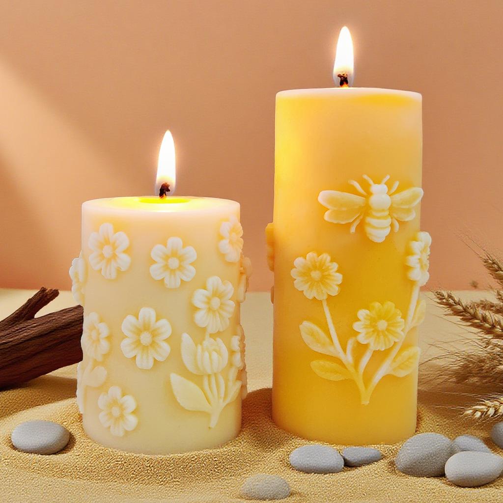 Honeycomb Cylinder Sphere Silicone Candle Mold Bee Daisy Relief Handmade Pillar Plaster Ornament Mould Candle Making Supplies