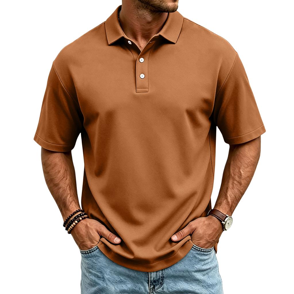 Men's Casual Quick Dry Mesh Golf Polo Shirt Short Sleeve Lightweight Breathable Classic Fit Button Down Collar Top for Sports Outdoor Activities