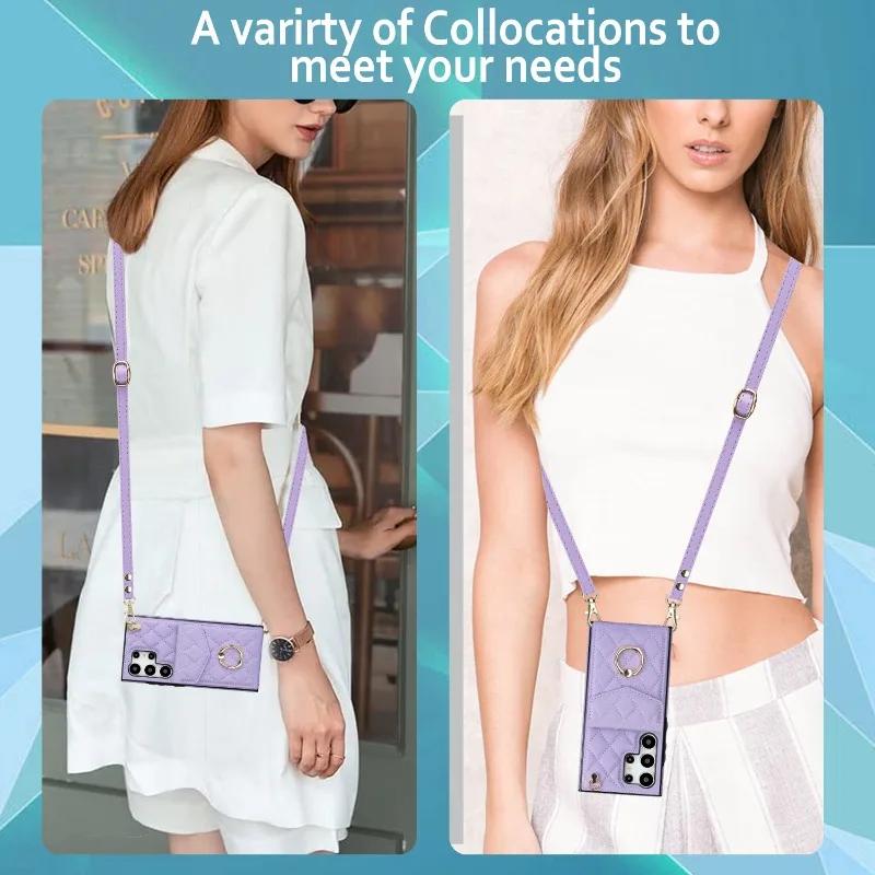 Crossbody Phone Case for Samsung Galaxy S23 S21 FE S25 Edge S24 S26 Ultra S22 Plus A16 A55 A15 A54 Wallet with Card Holde Cover