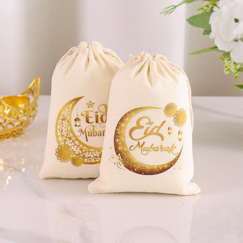 6Pcs Eid Mubarak Gift Bag 2026 Islamic Muslim Party Supplies Ramadan Kareem Eid Al-fitr Gifts Candy Snack Packaging Pouches