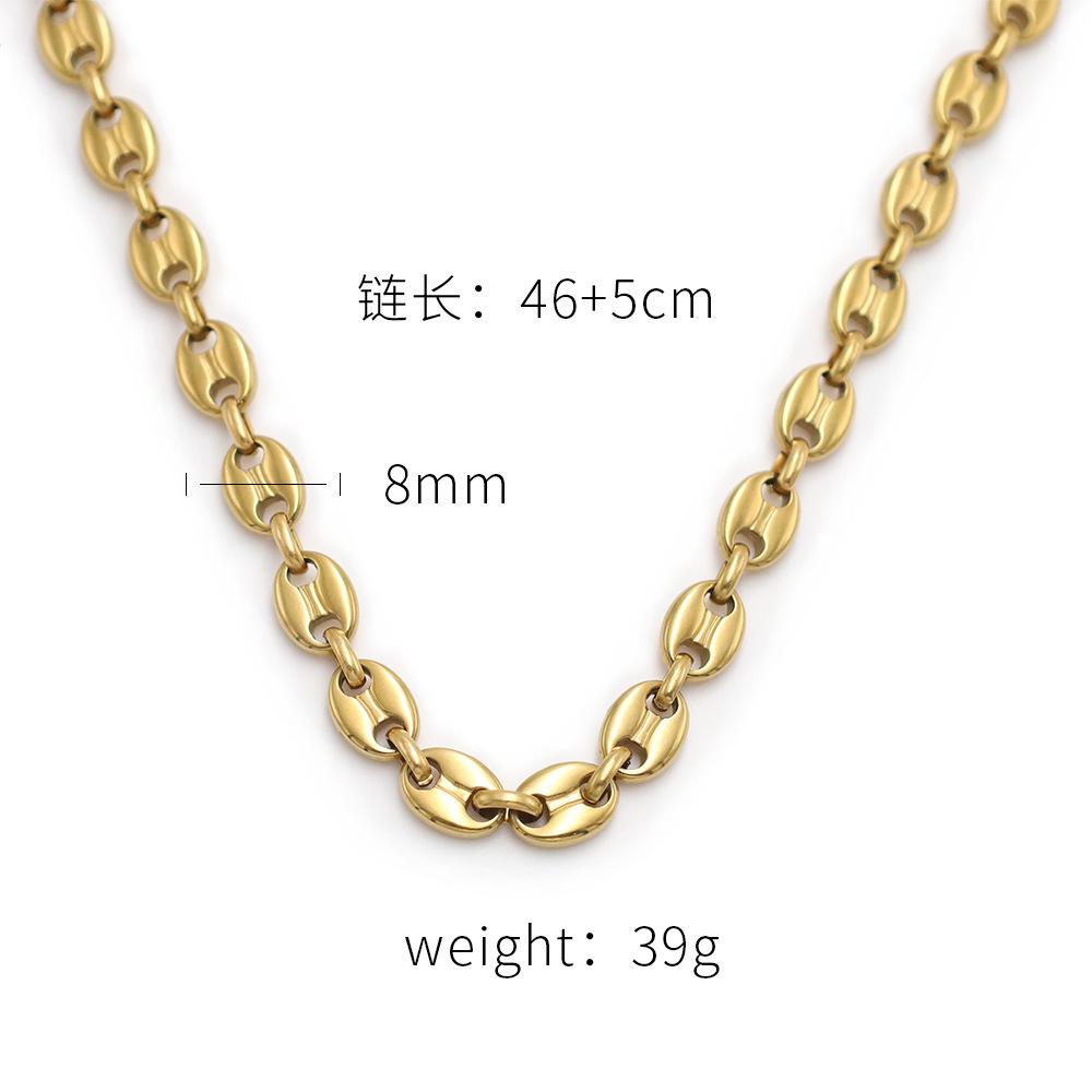 Exclusivo Para Granos de Café Hip-Hop, Collar de Acero de Titanio, Collar Premium de Nariz de Cerdo para Mujer