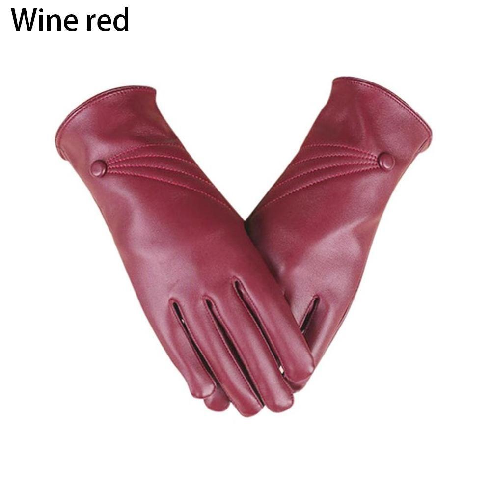 Winter Cool Thicken Warm Windproof Punk Touch Screen Mittens PU Leather Gloves Cashmere Gloves