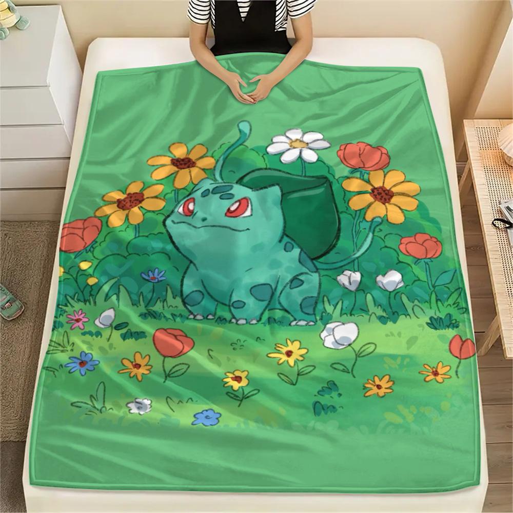 Bulbasaur Cozy Flannel Blanket Print Ideal for Bedroom Living Room and Travel.-TING