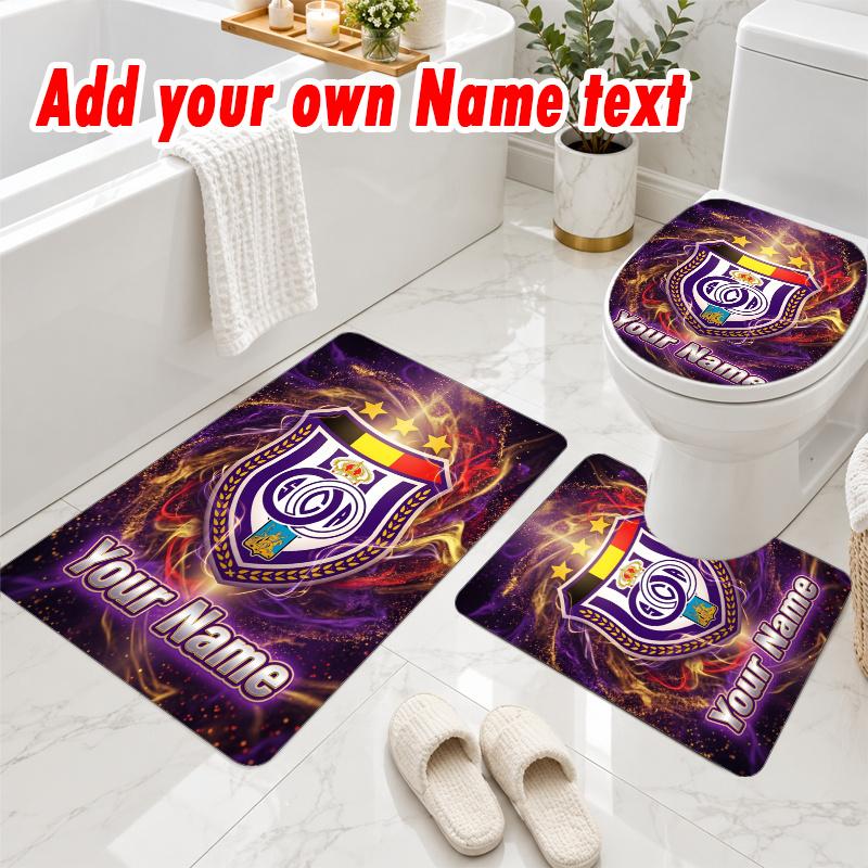 Personalized Anderlecht FC 3Pcs Flannel Toilet Mat Set Custom Text Bathroom Rug Non Slip